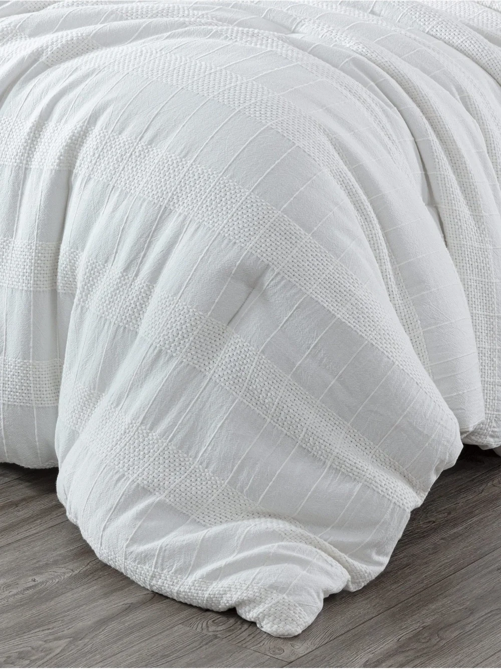 White Textured boho Queen Duvet 3 piece Cover Set